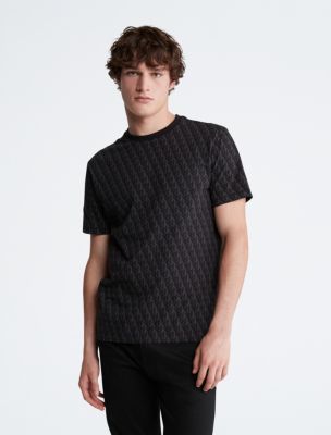 Smooth Cotton Monogram Logo Crewneck T-Shirt, Black