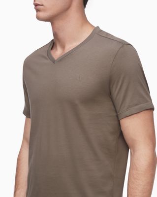 Calvin Klein Liquid Touch Slim Fit V-neck Logo T-shirt in Purple