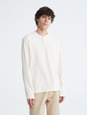 Waffle Henley Crewneck T-Shirt, Ivory