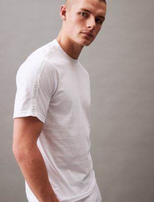 CALVIN KLEIN JEANS - Men's regular T-shirt with logo taping - beige -  J30J323993PED