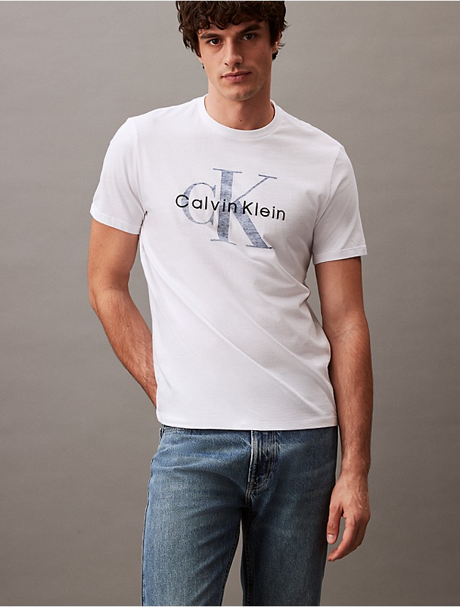 Buy Calvin Klein Men's Monogram Logo Crewneck Long Sleeve Tee, Medium Grey  Heather, XX-Large at