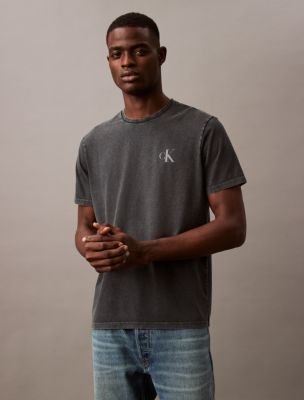 Acid Wash Monogram Logo Classic T Shirt Calvin Klein USA