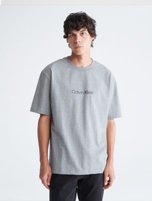 T-shirts Calvin Klein Jeans Label Washed Rib Slim Short Sleeve Tee Gray