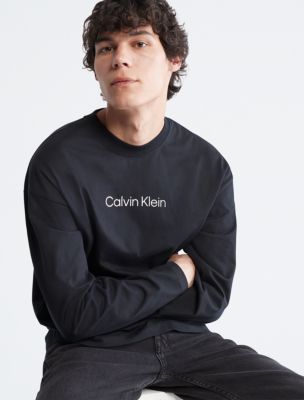 Calvin Klein Bold Monogram Logo Crewneck Long Sleeve Tee - Men