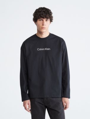 Calvin Klein Long Sleeve Logo Lounge T-Shirt, Black, S