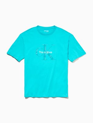 Pride Relaxed Fit Monogram Logo Crewneck T-Shirt, Island Turquoise