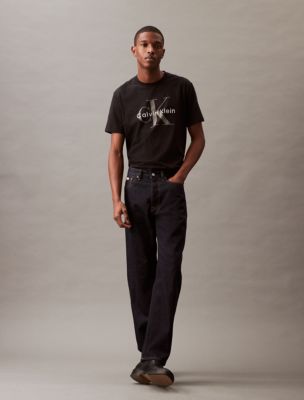 Calvin Klein Men's Monogram CK Jeans Crewneck T-Shirt, Black Beauty, Small