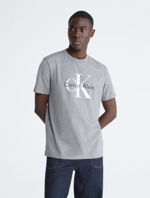 Calvin Klein Men's Relaxed Fit CK Logo Crewneck T-Shirt, Medium Grey  Heather