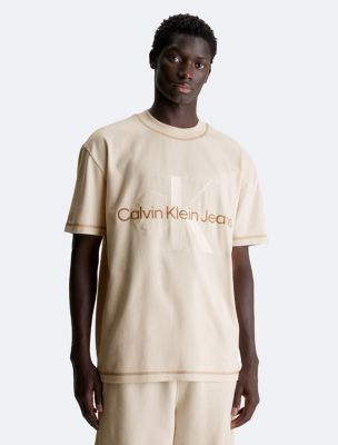 Calvin Klein Sequin Monogram Logo Crewneck T-shirt in Black