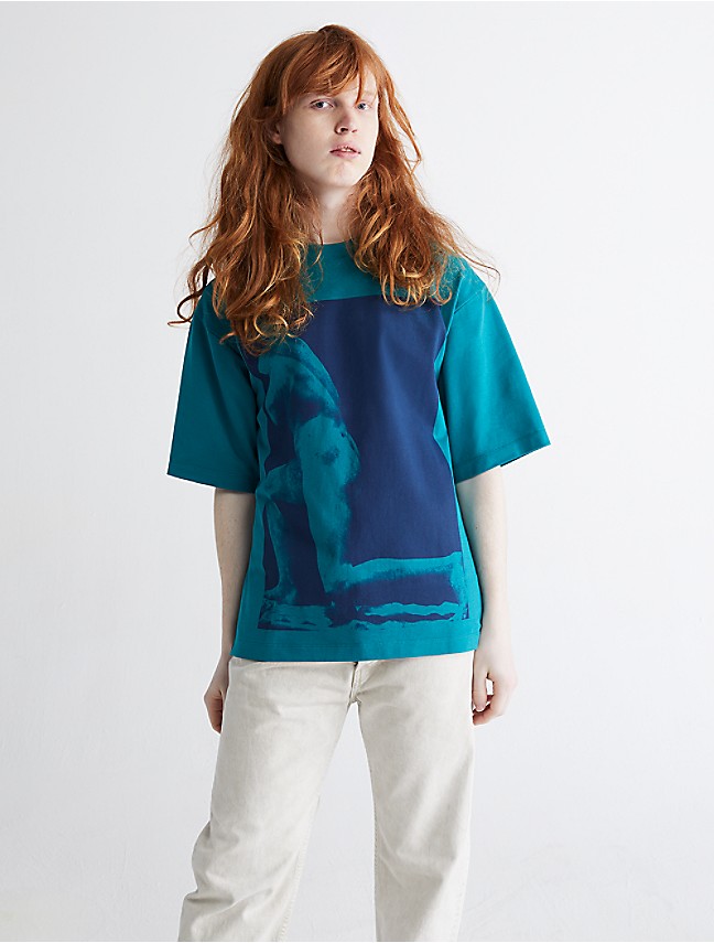 Calvin Klein Pride Gender Inclusive Blur Monogram Logo Crewneck Graphic  T-Shirt