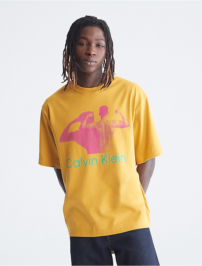 Calvin Klein Performance Womens Yellow Stretch Relaxed-fit Short Sleeve V  Neck Active Wear T-Shirt Plus 1X