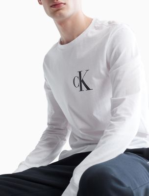 Buy Calvin Klein Men's Monogram Logo Crewneck Long Sleeve Tee, Medium Grey  Heather, XX-Large at