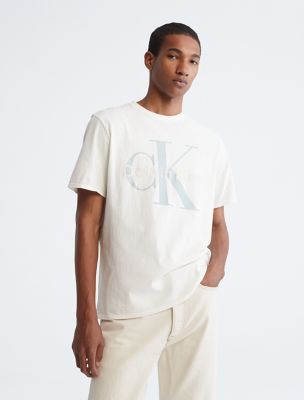 Naturals Tea Dye Monogram Logo Crewneck T-Shirt, Off White