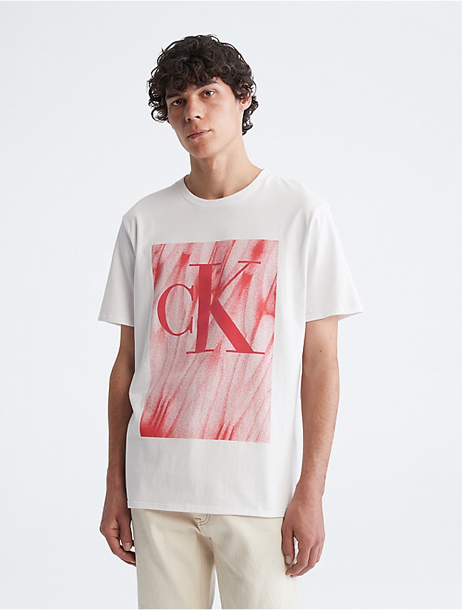 Short Sleeve T-shirts Calvin Klein Jeans Logo Jacquard Tee Bright White