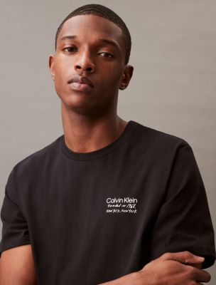 Calvin Klein Men's Classic-fit Banner-logo Print T-shirt In Black