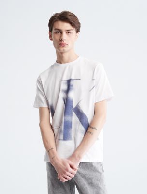 Blur Monogram Logo Crewneck T-Shirt, Brilliant White