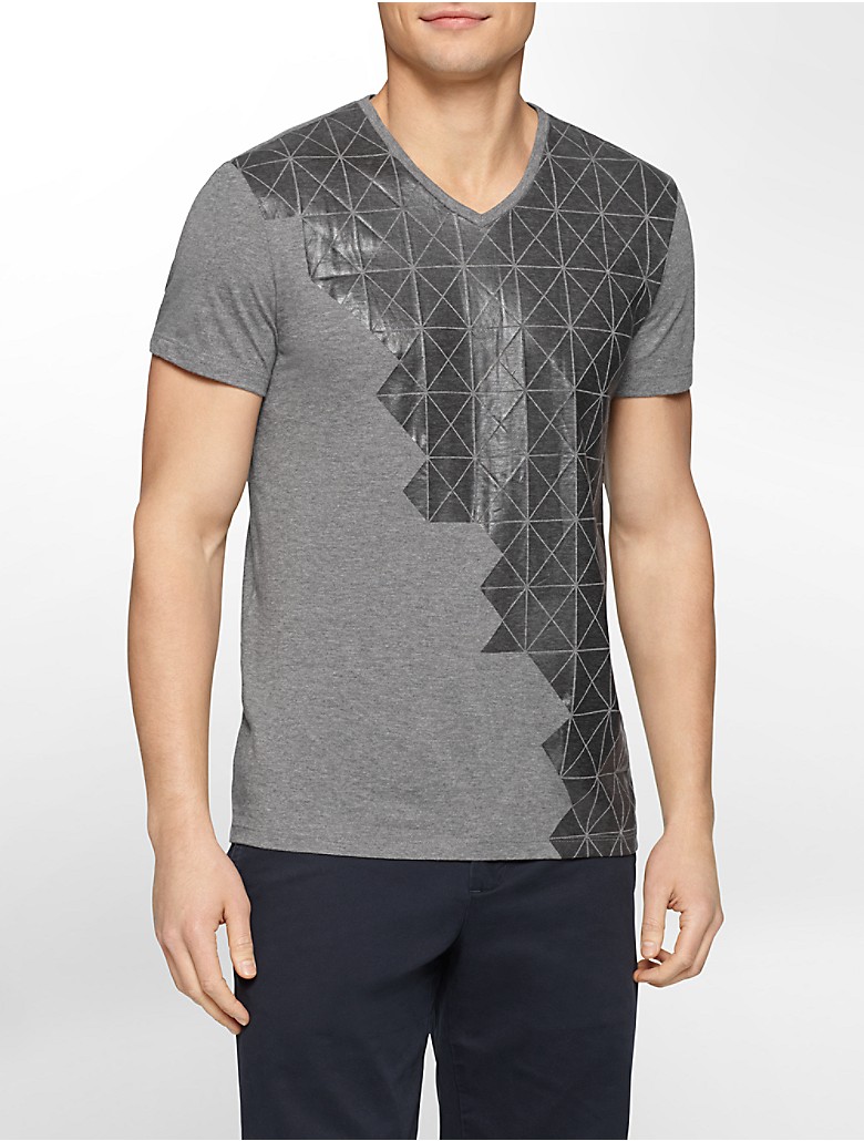 calvin klein mens ck one slim fit tonal grid v-neck graphic t-shirt | eBay