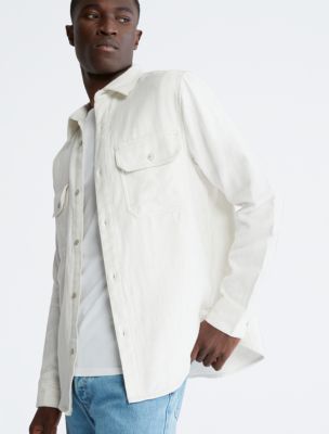 Double Pocket Melange Button-Down Shirt | Calvin Klein® Canada