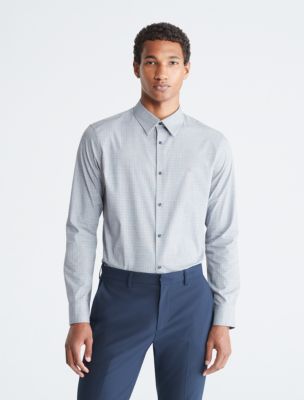 Plaid Slim Stretch Button-Down Shirt, Navy