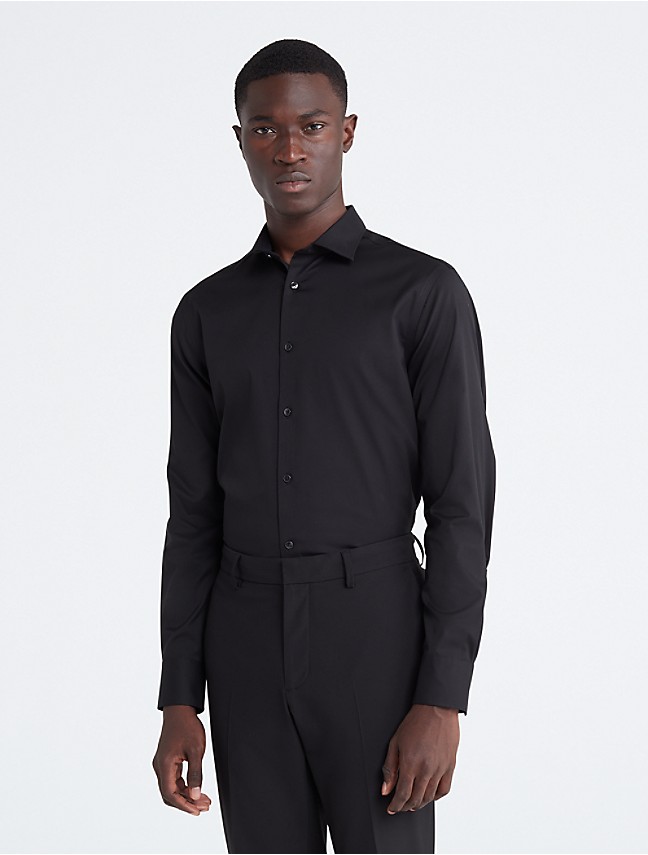Calvin Klein Men's Slim Fit 4-Way Stretch Dress Shirt In Blue Check 16-16.5  32/33 