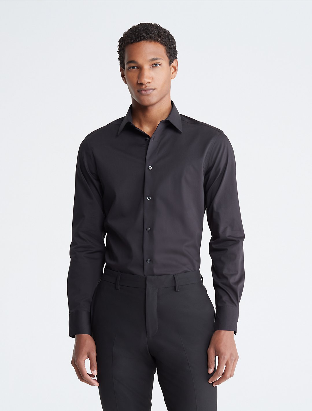 Steel Solid Herringbone Dress Shirt | Calvin Klein® USA