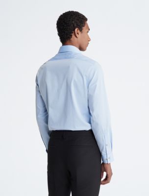 Steel Slim Fit Solid Herringbone Dress Shirt | Calvin Klein