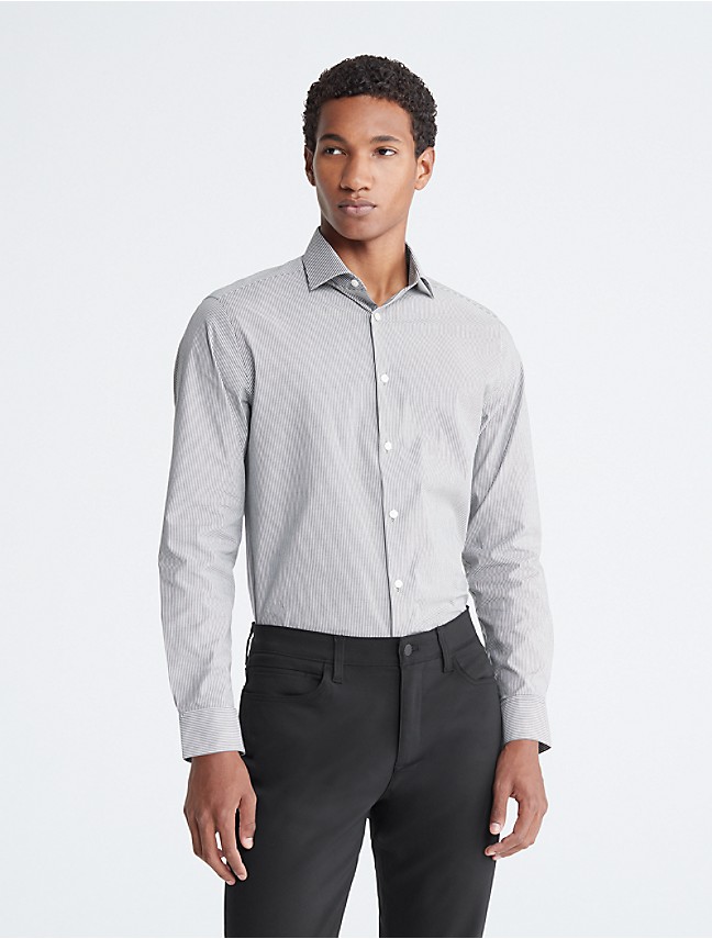 Men's Shirt Calvin Klein Regular Plain 100% cotton collar Italian Long  sleeve