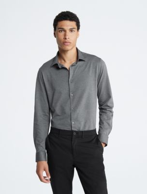 Calvin Klein Men's Long Sleeve Button Down Solid Shirt Black