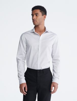 Steel Slim Fit Grey Diamond Dress Shirt | Calvin Klein® USA