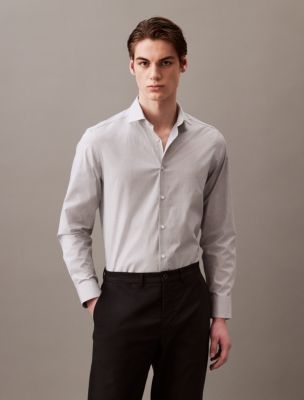 Calvin Klein Men's Steel Slim Fit Stripe Button-Down Shirt - Grey - 16.5/34-35