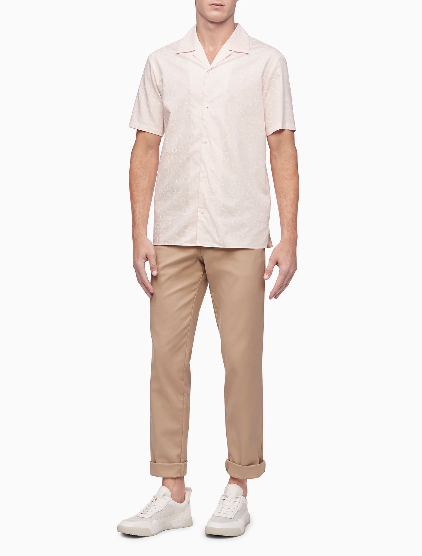Circular Print Camp Collar Short Sleeve Shirt | Calvin Klein