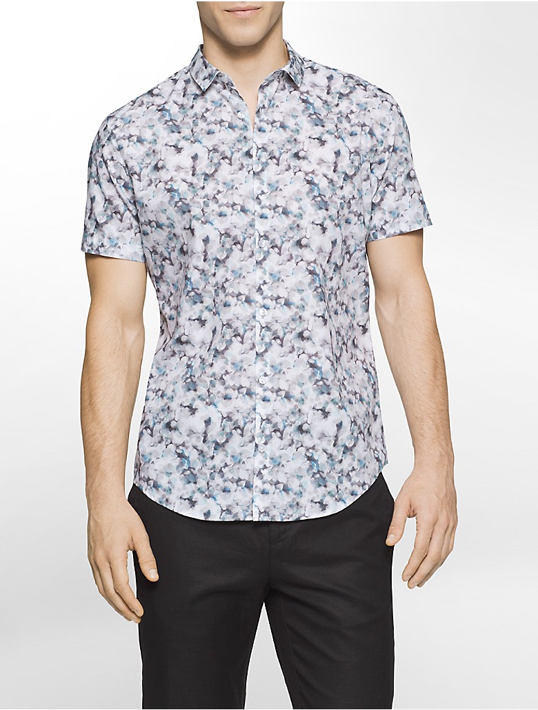 calvin klein mens slim fit floral short sleeve shirt | eBay