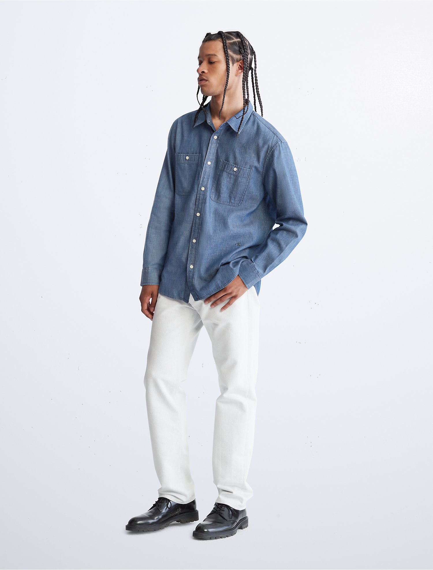 Unwashed Chambray Button-Down Easy Shirt | Calvin Klein