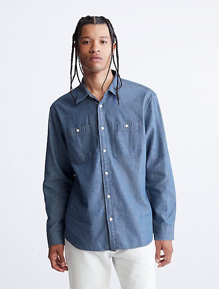 Shop Men's Short & Long Sleeve Button Ups | Calvin Klein