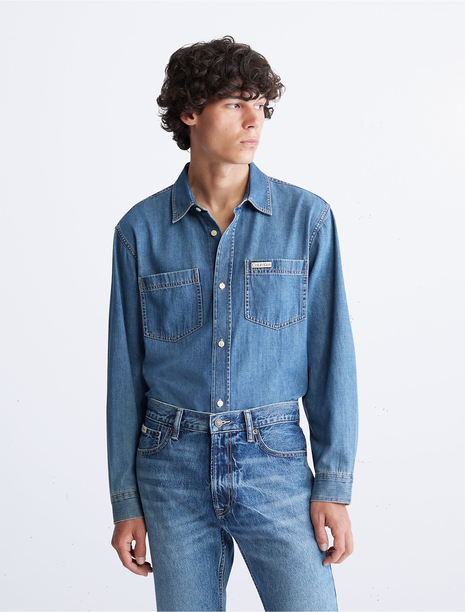 Vintage Indigo Denim Button-Down Easy Shirt | Calvin Klein