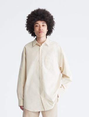 Vogrtcc Men Long Sleeve Shirts White Oversized Shirt Button Up