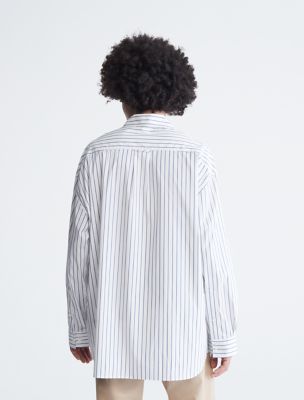 Calvin Klein Oversized Logo Tape Button-down Shirt in White