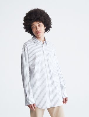 Oversized Striped Button Down Shirt | Calvin Klein