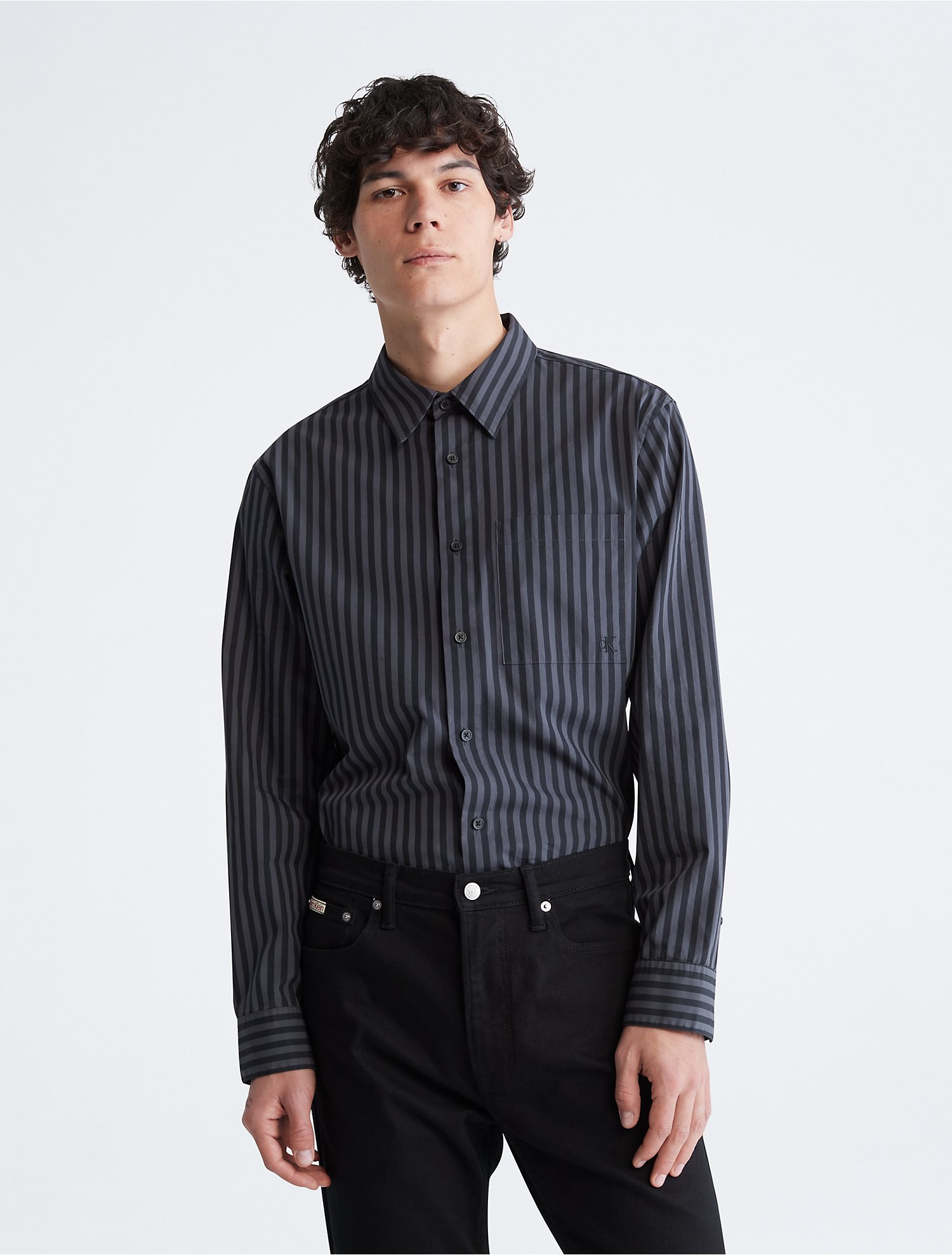 Mathis Marine ongeluk Stripe Button-Down Easy Shirt | Calvin Klein