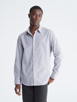 Contrast Stripe Classic Button-Down Shirt, Casual Plum