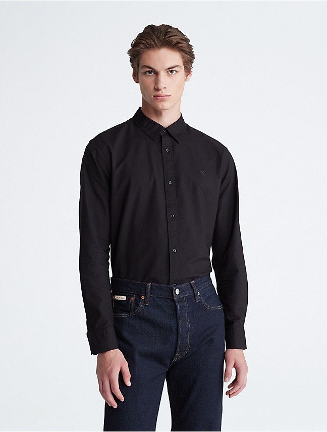 Calvin Klein Extra Slim Stretch Shirt Grandad Collar Grey, $81