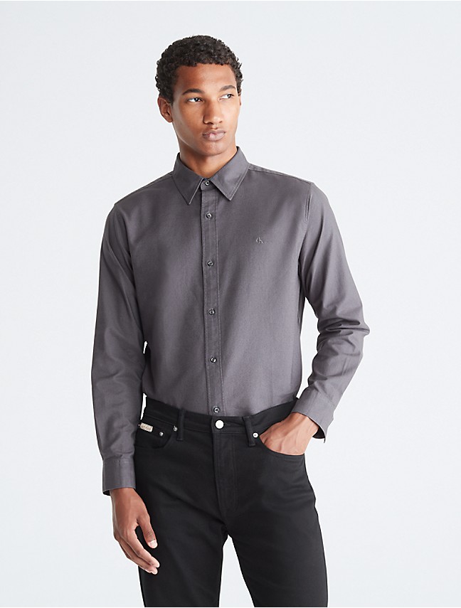 Refined Cotton Solid Classic Button-Down Shirt