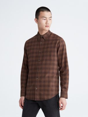 Brown button down clearance shirt