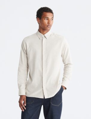 Men's Shirt Calvin Klein Regular Plain 100% cotton collar Italian Long  sleeve