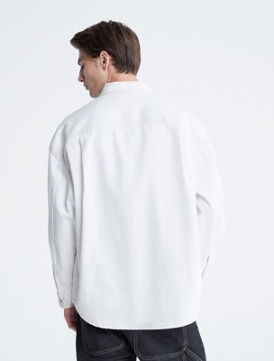 Calvin Klein Jeans Men Self Design Casual White Shirt - Buy Calvin