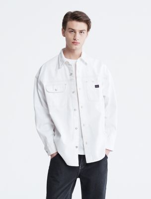 White Denim Shirt Jacket Calvin Klein