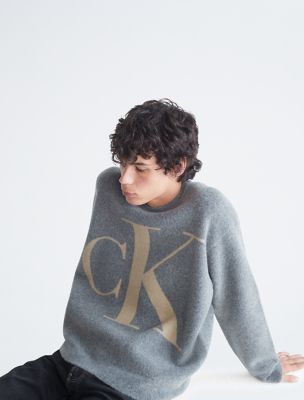 Monogram Logo Jacquard Crewneck Sweater | Calvin Klein® USA