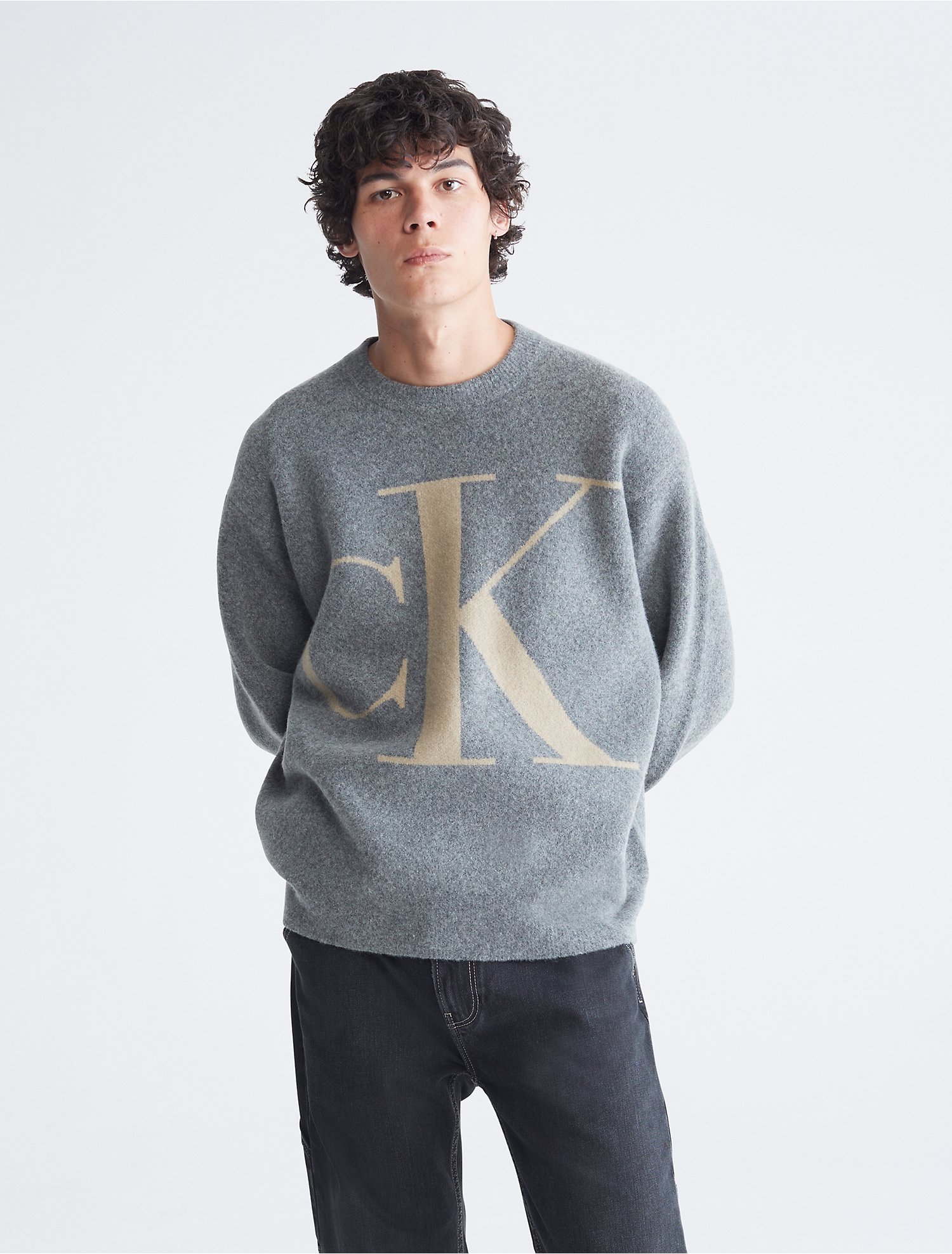 Monogram Logo Jacquard Crewneck Sweater | Calvin Klein® USA