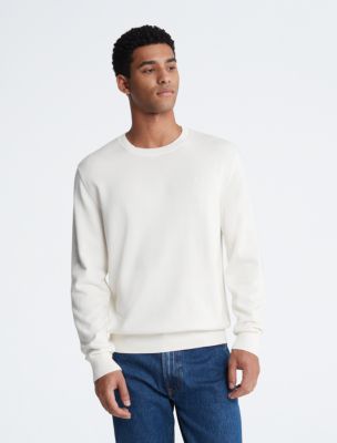 Smooth Cotton Sweater, Egret