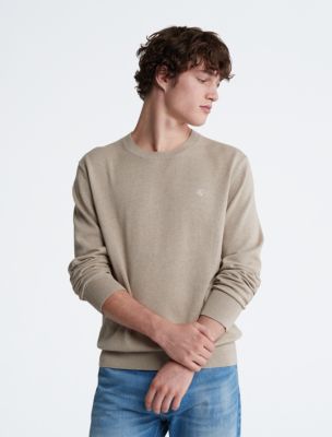 Smooth Cotton Sweater, White Pepper